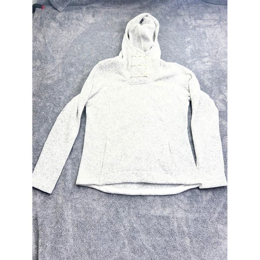 The North Face Womens Grey Heather Crescent Toggle Hooded Fleece Pullover Small
